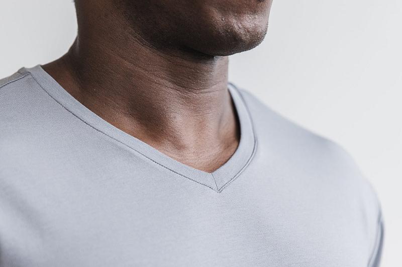 Men's Nobull Lightweight V-Neck Tee Tanks Grey | SG C2555T